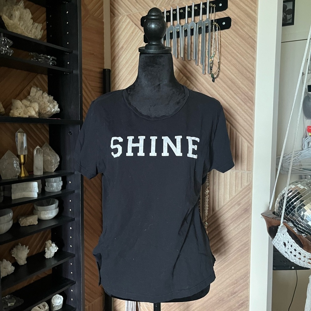 Cool Sundry Black Short Sleeve Splitting Side Shine Tee Shirt Size 2